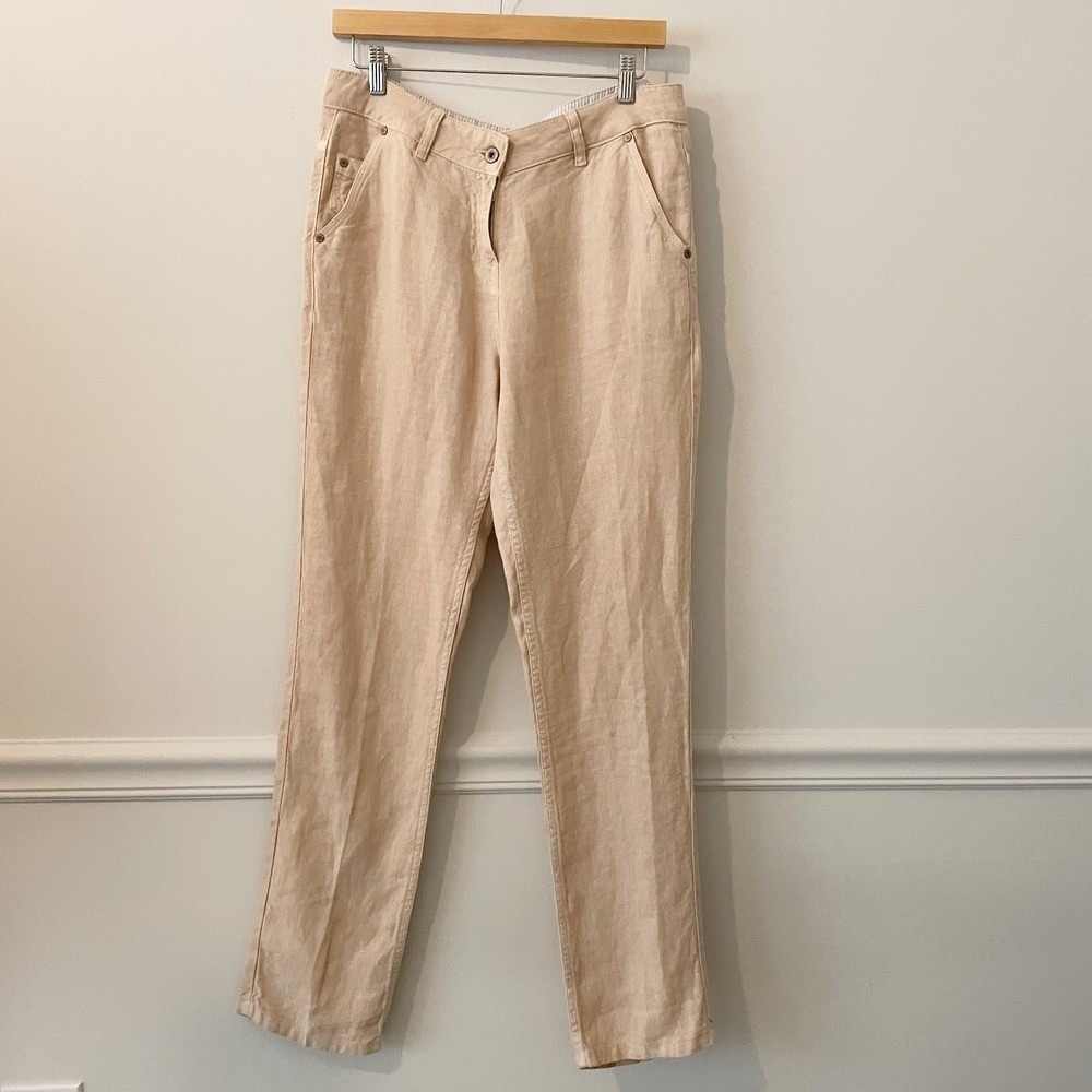 Poetry 100% Linen Straight Leg Pants Light Pink US 8 Resort Beachy Minimalist